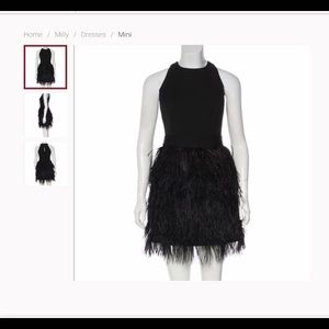 Milly Ostrich Feather Cocktail Dress, Size 2